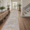 Washable Hallway Runner Rug 3x20: Non Slip Runner Rugs with Rubber Backing Soft Kitchen Rug Farmhouse Distressed Carpet Runner for Living Room Bedroom Bathroom (Turmeric/Grey, 3X20)