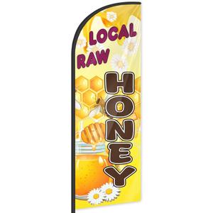 Local Raw Honey Feather Flag for Business Advertising 6 FT Swooper Flag for Storefronts Retailers Shops Food Trucks Events and Fairs (Flagpole Not Included)