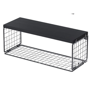 TOYANDONA Wall-Mounted Floating Shelves Wood Storage Organizer Rack Multi-Layer Bathroom Kitchen Living Room Wall Storage Basket Floating Shelf Holder, Black