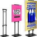 GUOHONG Poster Stand for Display Pedestal Sign Stand,Adjustable Floor Standing Sign Holder,Heavy Duty Banner Stand with Base Height Up to 75 inch Double-Sided for Board & Foam Sign (75in) (Double Pole-1Pack)