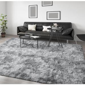 AIMECO Area Rugs for Living Room Bedroom, 4X6 Ft Shag Fluffy Rug Grey Carpet ，Machine Washable Indoor Carpet for Kids Girls and Boys, Dorms, Nursery Rooms,Room Decor Aesthetic,Tie-Dyed Grey