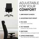 HON Ignition 2.0 Ergonomic Office Chair, Lumbar Support, Desk Chair, Black, Oversized