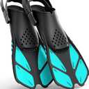 Greatever Snorkel Fins Adjustable Buckles Open Heel Swim Flippers Travel Size Short Swim Fins for Snorkeling Diving Swimming Adult Men Women's Green, S/M (Adult US Size 4.5-8.5)