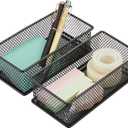 Annova Mesh Drawer Cabinet and Shelf Organizer Bins Storage Basket School Office Supply Holder Tray- Set of 2 (Black, 3x6x2 Inch)