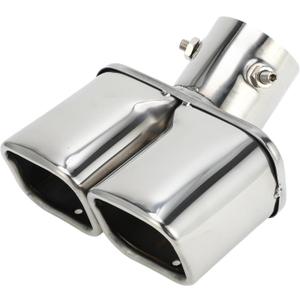 1 Pc Square Curved Slant Cut Dual Exhaust Tip for Toyota Raize Bolt on 2.4" Inlet 6.7" Length Stainless Steel Silver Tone Rear Tailpipe