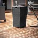 Nestl Outdoor Trash Can with Lid 30 Gallon Wicker Garbage Can for Patio, Black