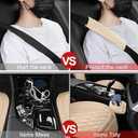 Front Car Seat Covers - Leather Seat Covers with Storage Pocket and Two Belt Pads, Anti-Slip Waterproof Universal Seat Covers for Cars Fit Cars Trucks SUV(Beige,2 Pack)