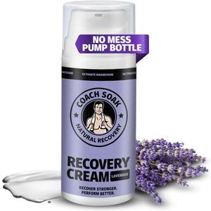 Coach Soak Magnesium Cream with MSM in Pump Bottle - Natural Recovery Cream with Magnesium Chloride & Menthol - Fast-Absorbing for Muscles & Joints, Lavender 3.4oz (3.4 Fl Oz (Pack of 1))