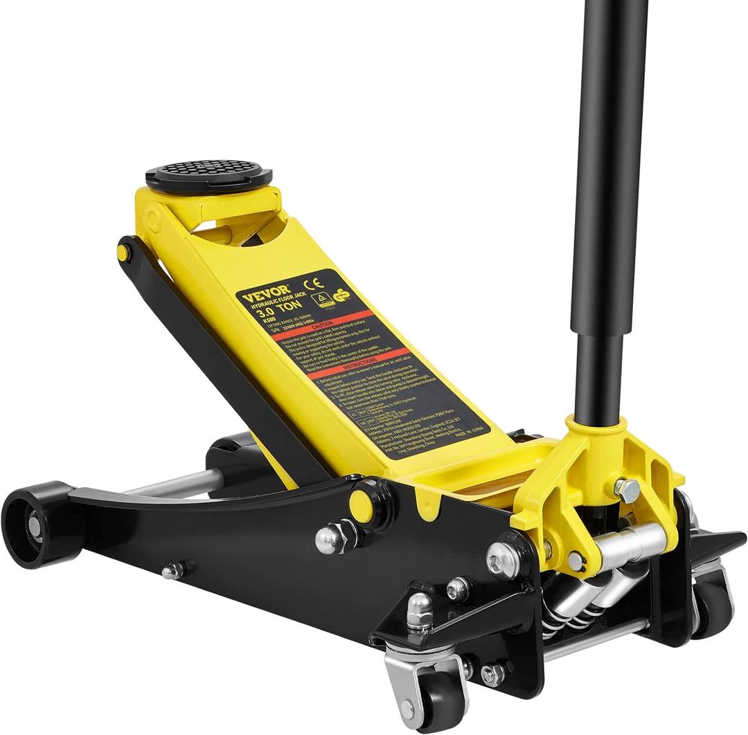VEVOR 3 Ton Low Profile, Heavy-Duty Steel Racing Floor Jack with Dual Pistons Quick Lift Pump, Lifting Range 3.35"-19.69"