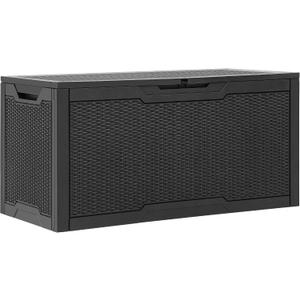 YITAHOME 100 Gallon Outdoor Storage Box, Large Water Resistant Resin Deck Box, Indoor Outdoor Lockable Storage Container for Patio, Garden, Cushions, Tools, Equipment (Black)