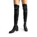 DREAM PAIRS Women's Over The Knee Thigh High Chunky Heel Boots Long Stretch Sexy Fall Boots, Size 10, Black-Pu,DWUMOB2409