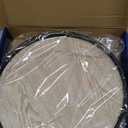 12" Farmhouse Lazy Susan for Kitchen & Coffee Table Decor  Rustic Whitewashed Wood Tray with Black Metal Frame, Decorative Centerpiece for Dining Room, Ottoman, Living Room, Serving or Vanity Use