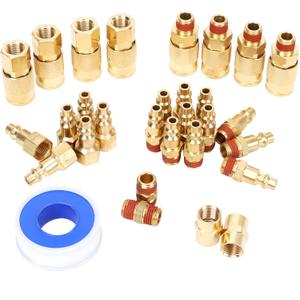 30 Pieces 1/4" NPT Air Coupler and Plug Kit, Quick Connect Air Fittings, Industrial Solid Brass Quick Connect, Connector Set