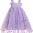 Baby Girls Tutu Dress Toddler Galaxy Sequins Layered Princess Tulle Party Dress with Flower Headband 110, Purple 