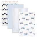 Luvable Friends Unisex Baby Cotton Flannel Receiving Blankets, Train 4-Pack, One Size