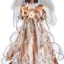 Kurt Adler 16-Inch White/Rose Gold Black Angel Tree Topper