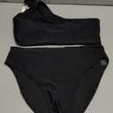 MOOSLOVER Women Cutout One Shoulder High Waisted Bikini High Cut Two Piece Swimsuits (Large, Black)