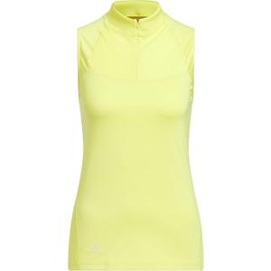 adidas Womens Ultimate365 Zip Mock Sleeveless Polo Shirt (X-Large, Pure Sulfur)