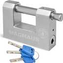 Magmaus RTL80 [Armoured] High Security Padlock Heavy Duty Container Lock with 0.74 Shackle Clearance & 0.39 Thick Bolt Weatherproof Outdoor Lock for Storage Unit, Shed, Gate, Garage - 3 Keys