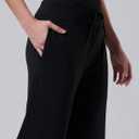 Liberty Pro Womens High-Waisted Ankle-Length Lounge Pants, 26 Inseam Wide Leg Drawstring Casual Bottoms with Pockets (Black, L)