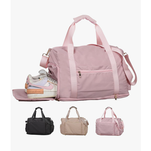 Gym Bag for Women with Shoe Compartment, Travel Duffel Bag for Women, with Hide and increase capacity Pocket, Gym Tote Bags Weekend, Pink
