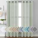 H.VERSAILTEX Linen Curtains Natural Linen Blended Curtain Panels for Living Room/Light Reducing Linen Semi Sheer Curtains 84 inch Length 2 Panels Set Nickel Grommet Window Panels, Sage