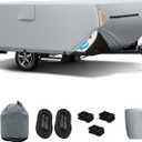 Pop Up Camper Cover 12'-14', Folding Camper Tent Trailer CoverExtra-Thick Oxford PU Waterproof Anti-UV Pop-up Camper Cover with Windproof Straps