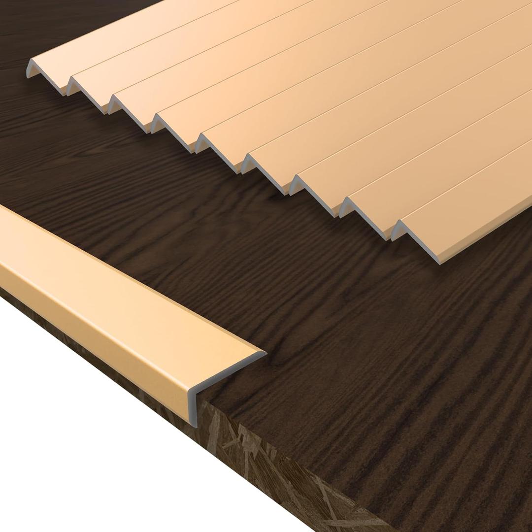 10-Pack 48 Inch Peel and Stick Aluminum Tile Trim, Decorative Kitchen Backsplash Trim Edge, Self Adhesive Tile Liner, Tile Edge Trim, Aluminum Corner Trim (Matte Gold (10 Pack x 48 inch))