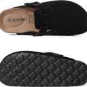 KIDMI Genuine Suede Clogs for Women Cork Footbed Sandals Leather Mules Potato Shoes with Arch Support (Black)