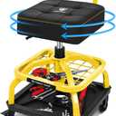 Rolling Shop Stool with Wheels, Garage Mechanic Shop Chair with Handle Backrest, Adjustable Height Work Stool, Roller Seat with Tool Tray Storage, Heavy Duty, 330 LBS Capacity, Yellow