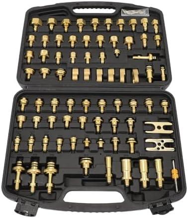 Car Air Conditioning Leak Detector 77pcs Automotive Air Conditioning Leak Test Kit Brass Ac Leak Detection Tools Connector Repair Kit for Car Auto AC