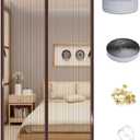 Costom Magnetic Screen Door Mesh, Self Sealing Closure No Gap, Anti-Insect Bug Mosquito Magnetic Door Curtain Net Fine Mesh Screen with Side Hook, Brown