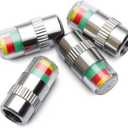 ANKI HAPPIGO 4Pcs 2.2Bar 32-to-35 PSI Tire Valve CapsTire Caps with Pressure Gauge with 3 Color Eye Alert