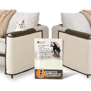 Panther Armor Sisal Scratching Mats for Cats [2pcs of Left & Right Arm in Brown] Furniture Protector from Cat Scratch - Scratch Pads - Couch Covers