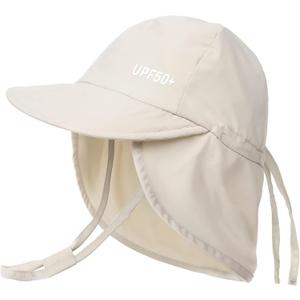 FURTALK Baby Sun Hat with Neck Flap UPF 50+ Adjustable Baby Boys Girls Summer Beach Hat for Traveling Swim Hat Beige