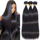10A Brazilian Straight Human Hair Bundles 10 12 14 Inch 100% Unprocessed Virgin Straight Weave 3 Bundles Deals Human Hair