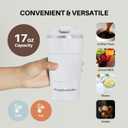 Simply Good Coffee Insulated Travel Coffee Mug. White Coffee Tumbler with Spill-Proof Flip Lid 17 oz, Stainless Steel Coffee Mug. Thermos Cup, Keeps Cold and Hot for 4 hours