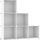 AWTATOS Cube Storage Organizer, Storage Cubes Shelves Bookshelf, 6 Cube Closet Organizers and Storage, DIY Stackable Plastic Clothes Organizer Shelving for Bedroom, Home, White