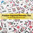 American Mahjong Tile Set with Yellow Printed Carrying Bag, 166 Blue Tiles, 4 All-in-One Color Racks/Pushers, Mah Jongg Sets, Mahjong Game Set for Travel, Christmas, Birthday Gifts