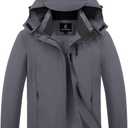 Womens Waterproof Rain jacket Lightweight Active Outdoor Raincoat with Removable Hood (Medium, Grey)