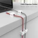 2 x Magnetic Cable Clips, 6 Pack 10-Slot Cord Organizer, Strong Phone Charging Cable Holder Clips, Wire Charger Keeper for Desk, Nightstand, Kitchen Appliances, Office Supplies (White)