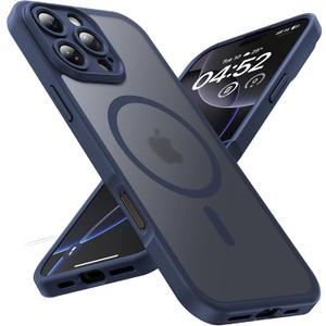 TOCOL Magnetic for iPhone 16 Pro Case, Upgraded Full Camera Protection, Compatible with Magsafe, Drop Protection, Translucent Matte Back Bumper for iPhone 16 Pro 6.3-Inch (Dark Blue)