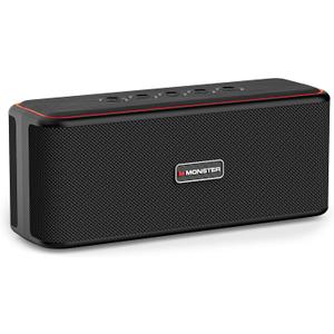 Monster Shock Plus Bluetooth Speaker, Portable Speaker with 30W Stereo Sound, 15H Playtime, Bluetooth 6.0, Support AUX, TF, Wireless Stereo Pairing, IPX6 Waterproof Speaker for Home, Outdoor, Travel