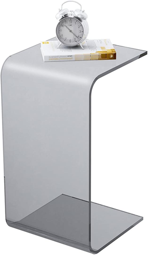 Side Table Acrylic C Table, Multipurpose Side Tables Living Room C Shaped End Table Acrylic Clear C Side Table for Bedroom, Living Room and Patio | 11.8 * 11.8 * 25.6IN (Grey)