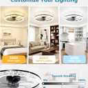 VOLISUN Low Profile Ceiling Fan with Lights and Remote, No Assembly, 24in Modern Ceiling Fans Flush Mount, 3000K-6500K Dimmable Bladeless LED Fan Light, Black Fandelier Ceiling Fans for Bedroom