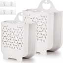 Laundry Basket Collapsible Laundry Hamper 2 Packs Clothes Hamper Portable Dirty Clothes Basket Smart Saving Space Hampers for Laundry Dorm Room Ventilated Design (White)
