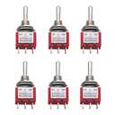 mxuteuk 6pcs Momentary Mini Miniature Toggle Switch 6 Terminal 3 Position DPDT (ON)/Off/(ON) for Car Dash Dashboard 5A 125V 2A 250V MTS-223