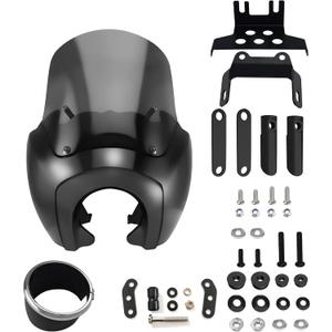 FATECIM Motorcycle 5.75" Headlight Fairing with 13" Smoke Windshield Windscreen & Mounting Kit Headlight Extension Block For Harley Low Rider S FXLRS 2020 2021 2022 2023 (13" Smoke Windscreen)