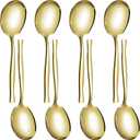 8-Piece Stainless Steel Buffet Banquet Serving Spoons, Gold Large Serving Spoon