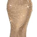 Women's Formal Evening Gown Elegant Rhinestone Long Prom Dress Wedding Guest Party Cocktail Bridesmaid Maxi Dress, Medium, #1 Beige